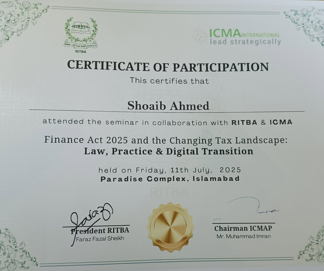 RITBA ICMA Certificate of Participation